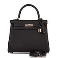Front view of the Hermes Tri-Color Kelly Sellier 20 in Etoupe, Alezan, and Biscuit Epsom leather