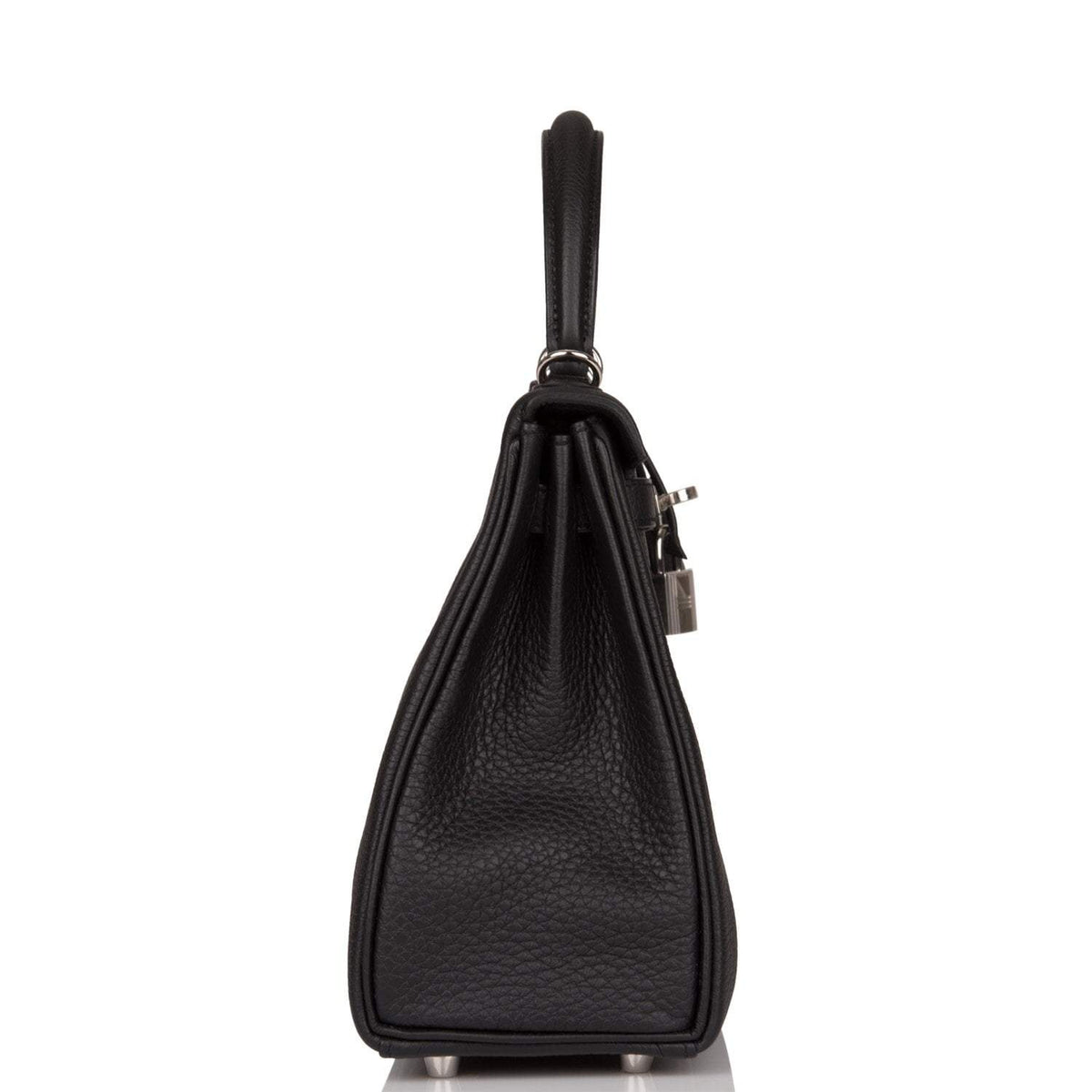 Side profile of the Hermes Tri-Color Kelly Sellier 20, highlighting its structured shape
