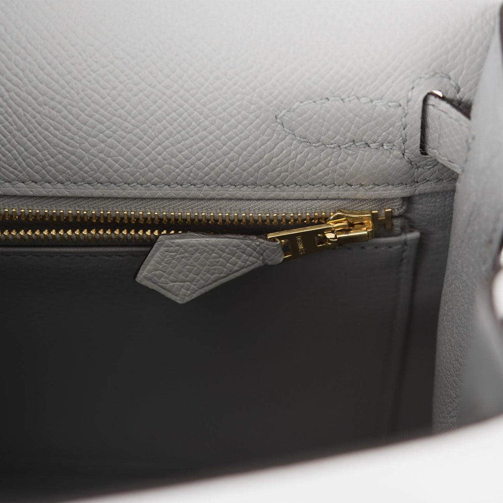 Back view of Hermes Kelly Sellier 25 bag in Bleu Glacier Epsom leather