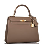 Side profile of the Hermes Kelly Sellier 25, highlighting its structured shape