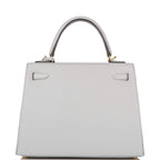 Interior view showing compartments of Hermes Kelly 25 bag