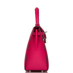 The Hermes Kelly Sellier 25 displayed on a surface, highlighting its structured form