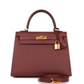 Hermes Kelly Sellier 25cm Rouge H Epsom Gold Hardware - front view