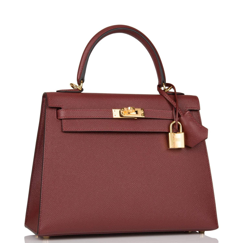 Hermes Kelly Sellier 25cm Rouge H Epsom Gold Hardware - side view