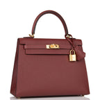 Hermes Kelly Sellier 25cm Rouge H Epsom Gold Hardware - side view