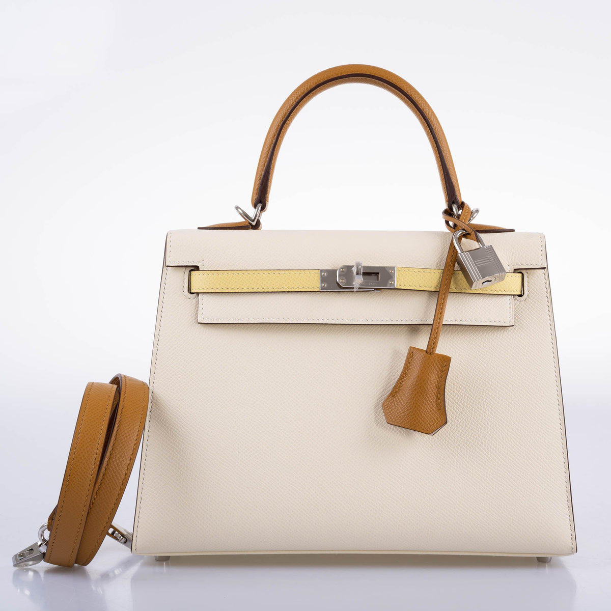 A side view of the bag, highlighting the Sesame color on the gusset