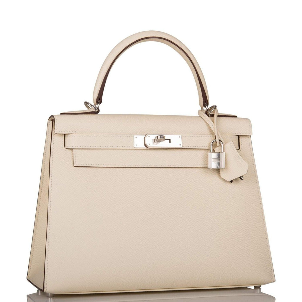 Hermes Nata Verso Epsom Sellier Kelly 28cm Palladium Hardware, The base of the bag, showing the Epsom leather