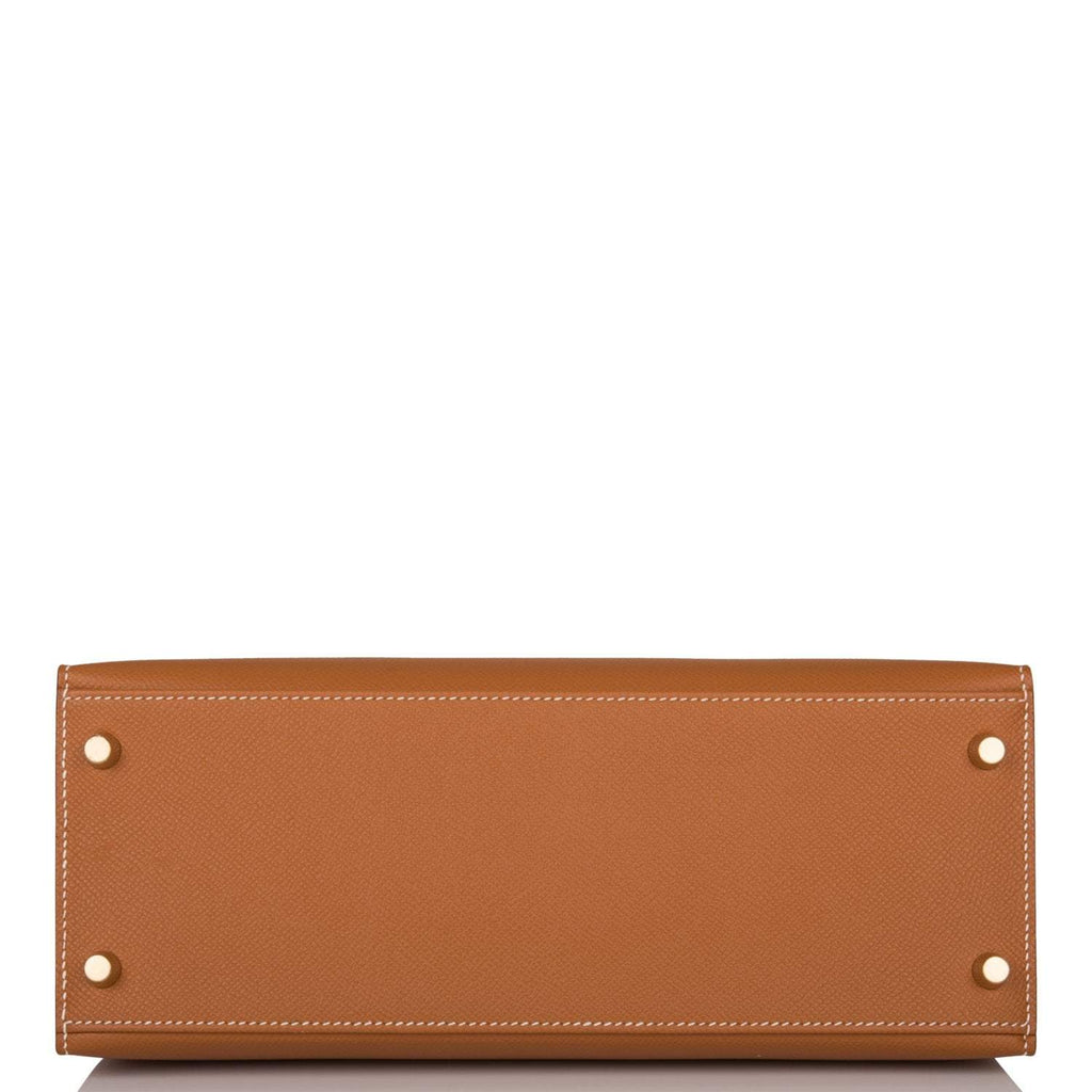 Hermes Kelly Sellier 28 Gold Epsom Gold Hardware, the gold-tone clochette and lock