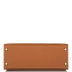 Hermes Kelly Sellier 28 Gold Epsom Gold Hardware, the gold-tone clochette and lock