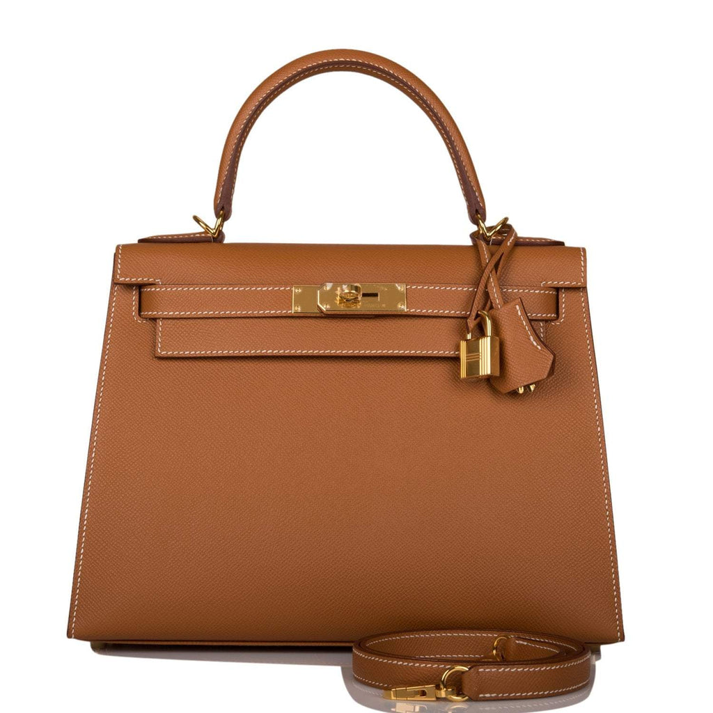 Hermes Kelly Sellier 28 Gold Epsom Gold Hardware, the Kelly Sellier 28 in Gold Epsom leather