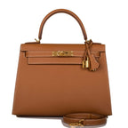 Hermes Kelly Sellier 28 Gold Epsom Gold Hardware, the Kelly Sellier 28 in Gold Epsom leather