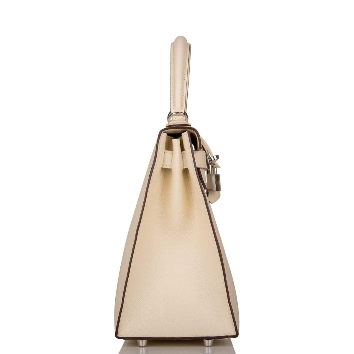 Hermes Nata Verso Epsom Sellier Kelly 28cm Palladium Hardware, The Gold Epsom Kelly 28 being held by a hand, s