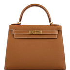 Hermes Kelly 28 Sellier Gold Epsom with Gold Hardware, the Kelly Sellier 28 in Gold Epsom leather