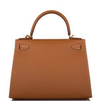 Hermes Kelly Sellier 28 Gold Epsom Gold Hardware, the fine-grained texture of the Epsom leather