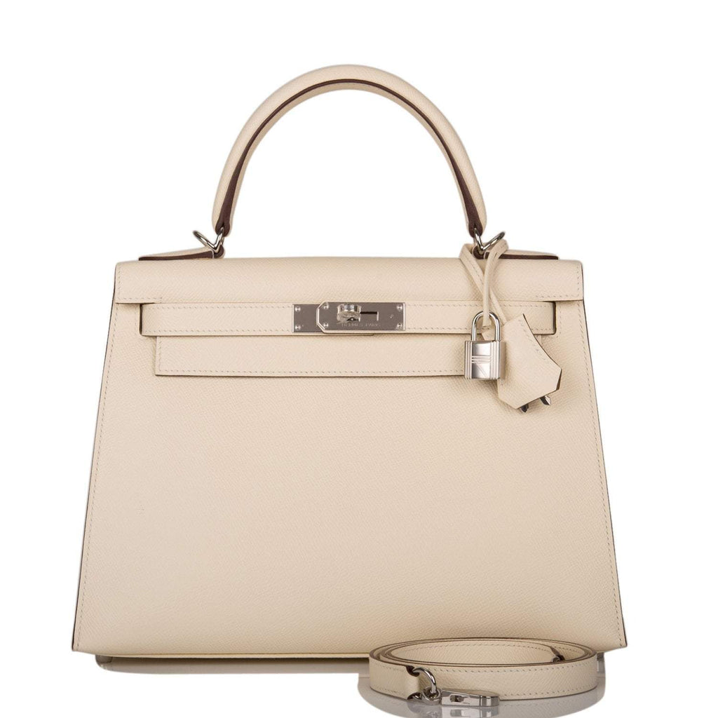 Hermes Nata Verso Epsom Sellier Kelly 28cm Palladium Hardware, the Kelly Sellier 28 in Nata Epsom leather