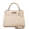 Hermes Nata Verso Epsom Sellier Kelly 28cm Palladium Hardware, the Kelly Sellier 28 in Nata Epsom leather