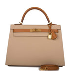 Hermes Kelly 32 Sellier two-tone Trench and Gold Epsom leather bag with gold-tone hardware, product photo 1