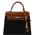 Front view of the Hermes Kelly Wood 22, showcasing the Bog Oak and Barenia leather