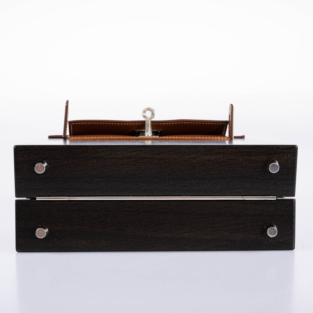 An image of the interior, showing the gold Chevre leather lining