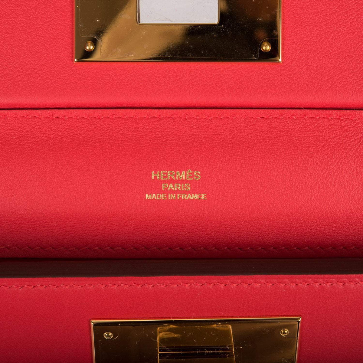 Hermes Mini 24/24 Rouge de Coeur worn crossbody on model