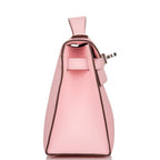 Hermes Rose Sakura Swift Mini Kelly Pochette Palladium Hardware - side view