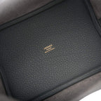 interior view of Hermès Picotin Lock 18 Bleu Orage Clemence Leather Bag
