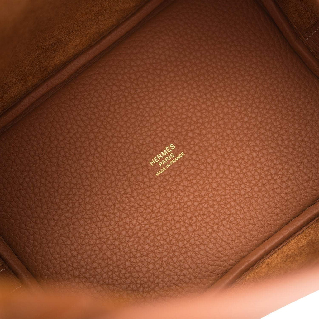 Interior view of Hermès Picotin Lock 18 Gold Clemence