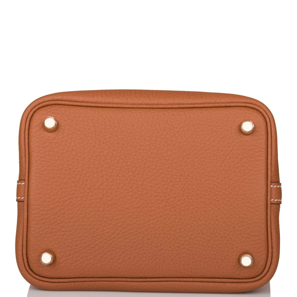 under view of Hermès Picotin Lock 18 Gold Clemence Leather Bag