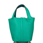 Rear view of Hermès Menthe Clemence Picotin bag