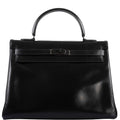 Hermes So Black Kelly 35 front view – Box Leather