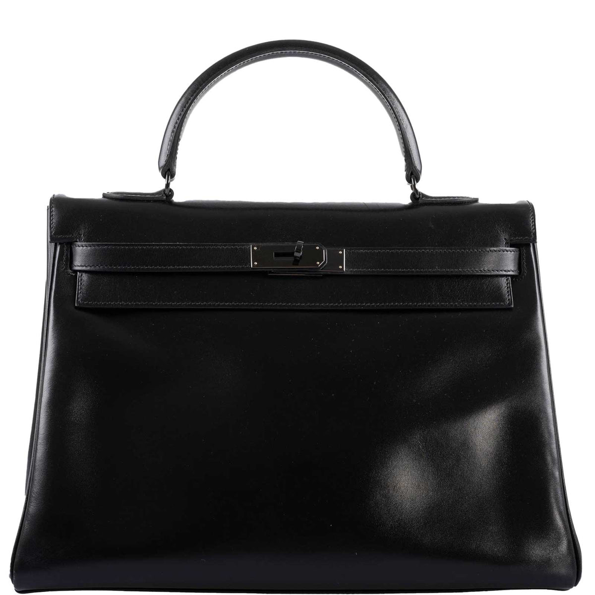 Hermes So Black Kelly 35 front view – Box Leather