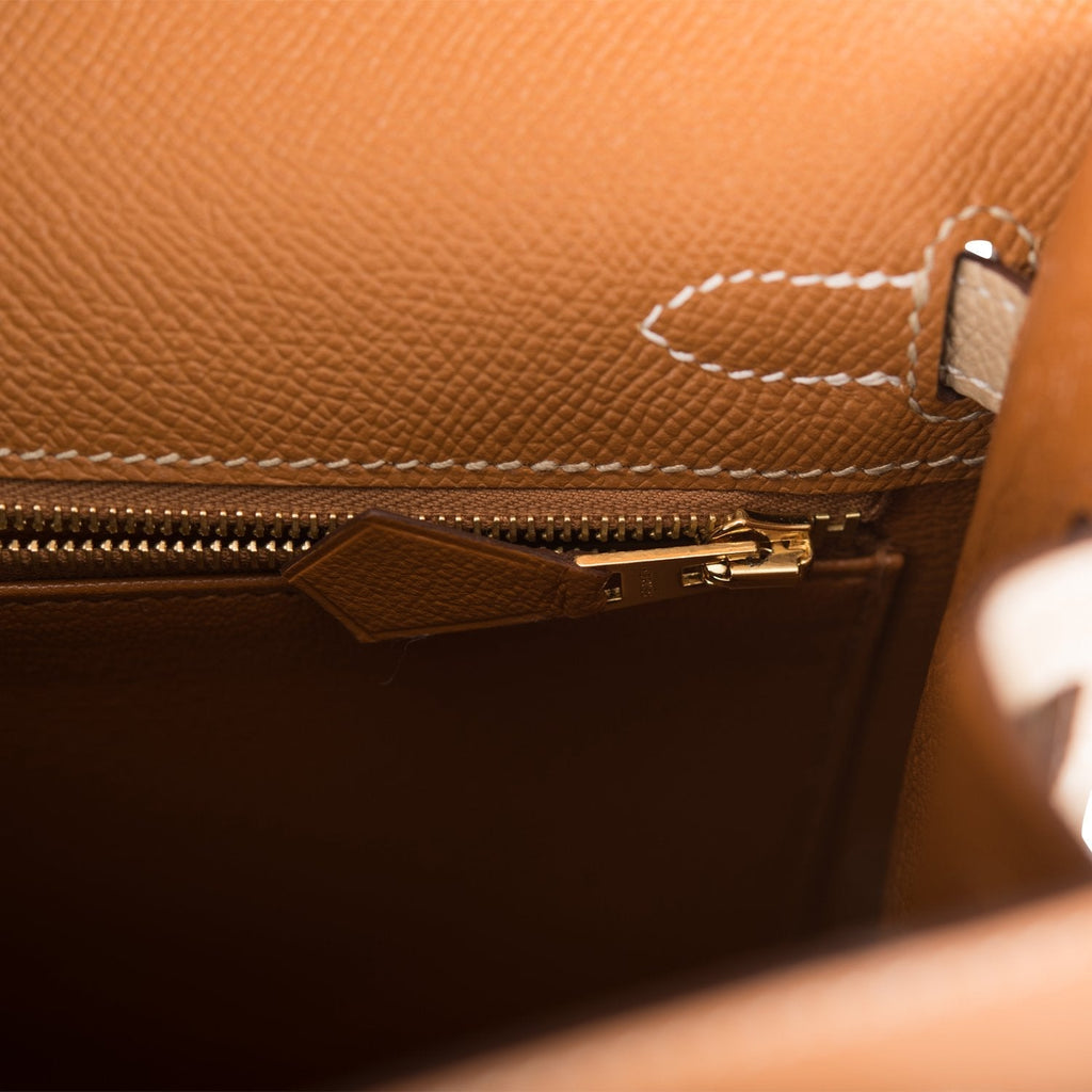 The Hermes Special Order Kelly 25 displayed on a surface, highlighting its structured form