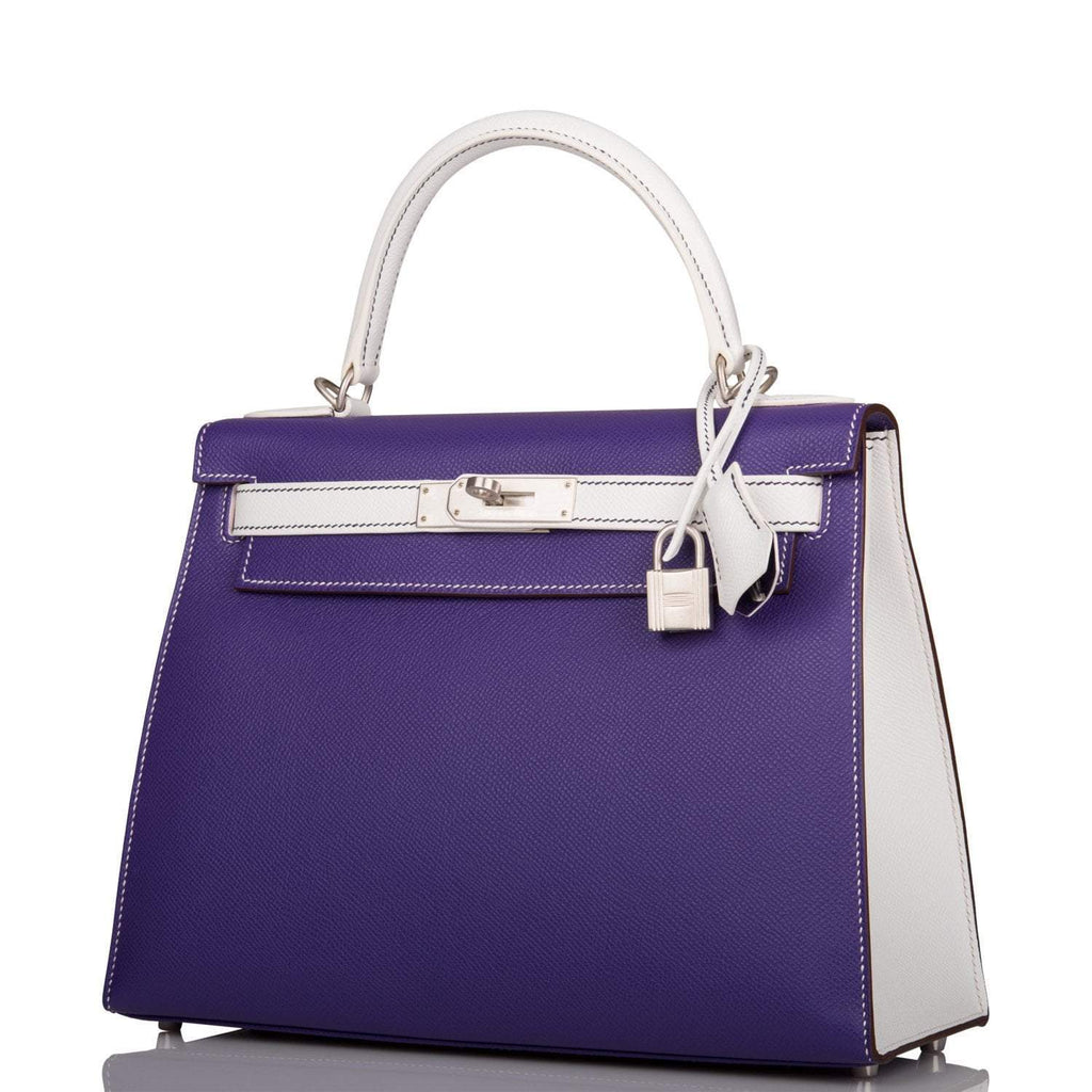 Hermes Kelly Sellier 28 Crocus and White Epsom Brushed Palladium Hardware - product image 5