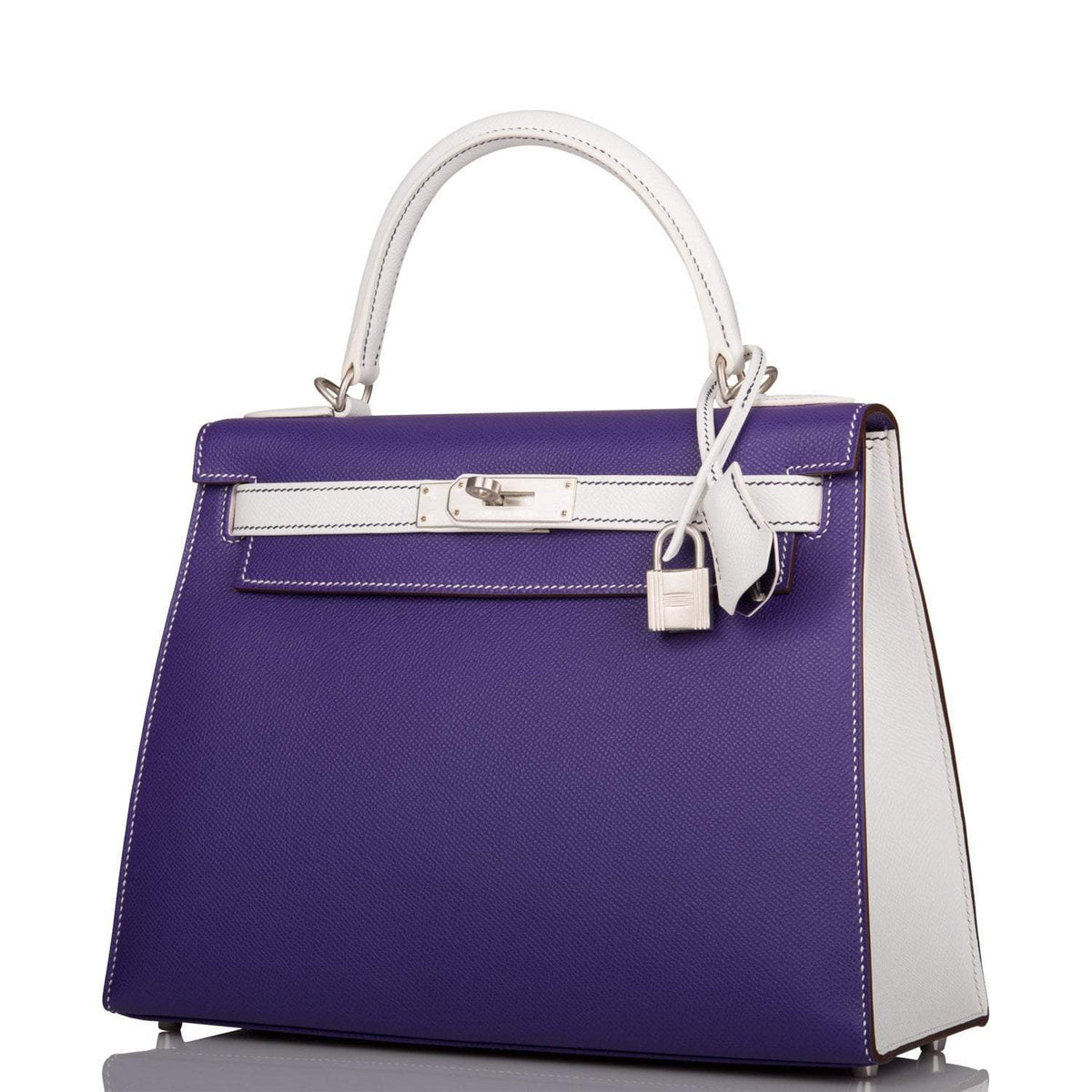 Hermes Kelly Sellier 28 Crocus and White Epsom Brushed Palladium Hardware - product image 5