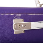 Hermes Kelly Sellier 28 Crocus and White Epsom Brushed Palladium Hardware - interior detail