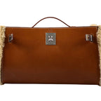 Hermes Teddy Kelly Clutch Barenia Leather & Mouton Shearling Palladium Hardware - 2007, K Square - interior detail