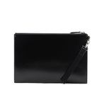Gucci Burberry Logo Print Leather Clutch Pouch - Black in Black - rear view showing the bag's shape, finish and visible design details.