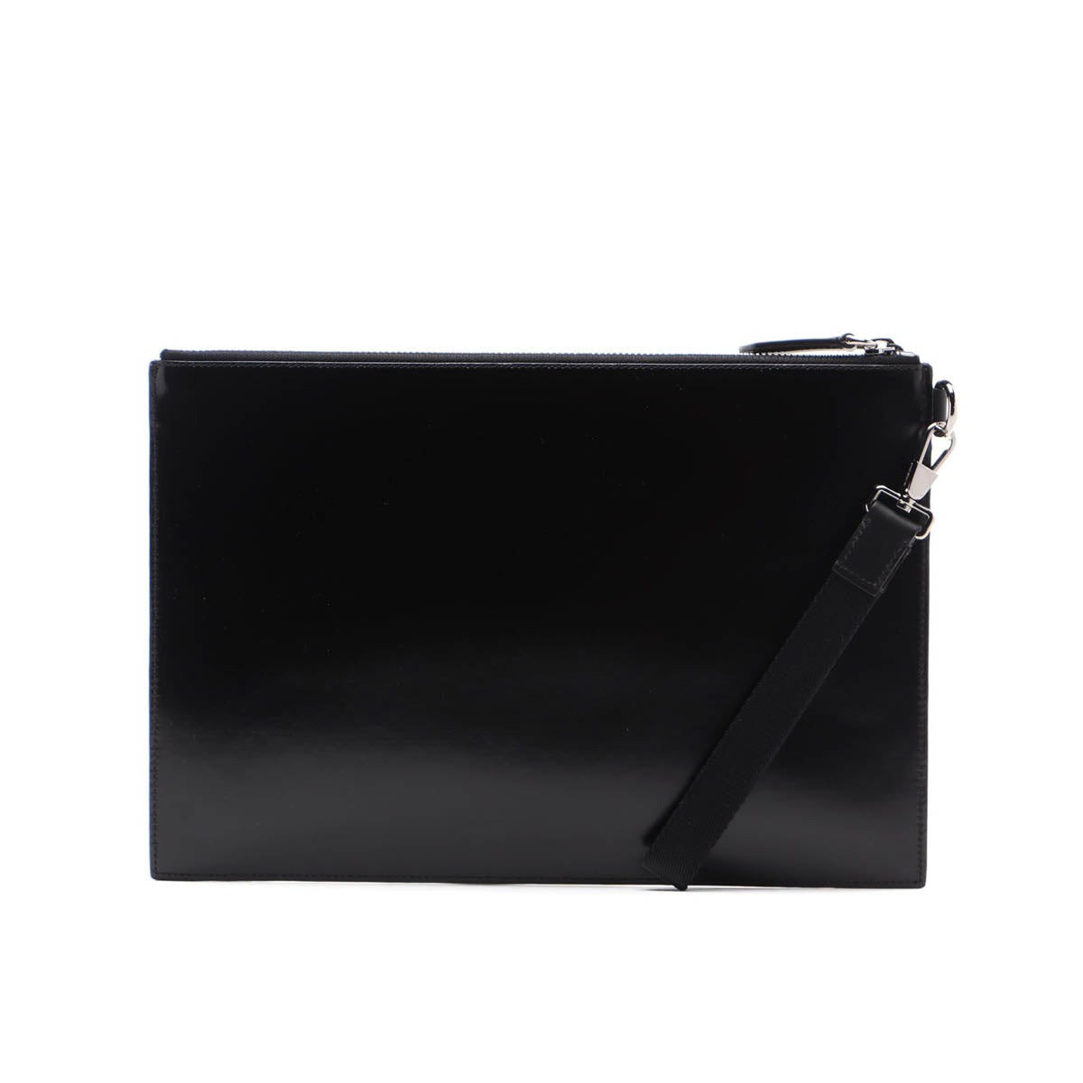 Gucci Burberry Logo Print Leather Clutch Pouch - Black in Black - rear view showing the bag's shape, finish and visible design details.