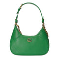 Gucci Aphrodite Small Leather Shoulder Bag - Green in Green - front view showing the bag's shape, finish and visible design details.