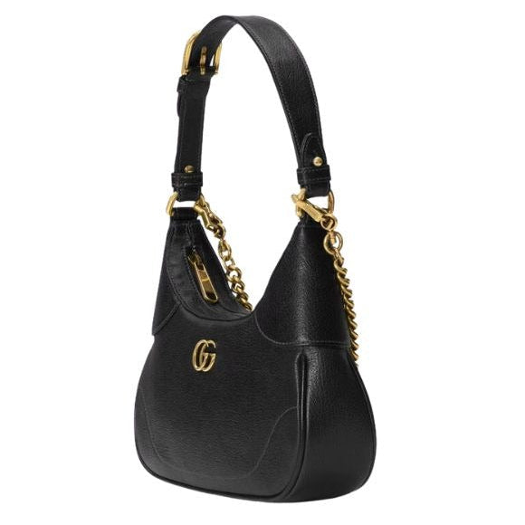 Gucci Aphrodite Small Leather Shoulder Bag - Black in Black - detail view 8 showing the bag's shape, finish and visible design details.