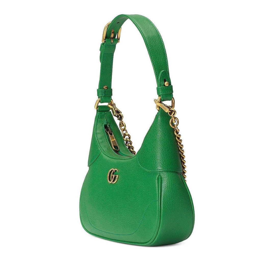 Gucci Aphrodite Small Leather Shoulder Bag - Green in Green - detail view 9 showing the bag's shape, finish and visible design details.