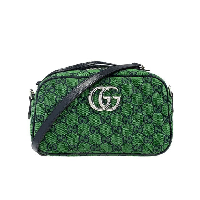 Gucci GG Canvas Marmont Small Shoulder Bag - Green in Green - detail view 12 showing the bag's shape, material finish and visible design details.