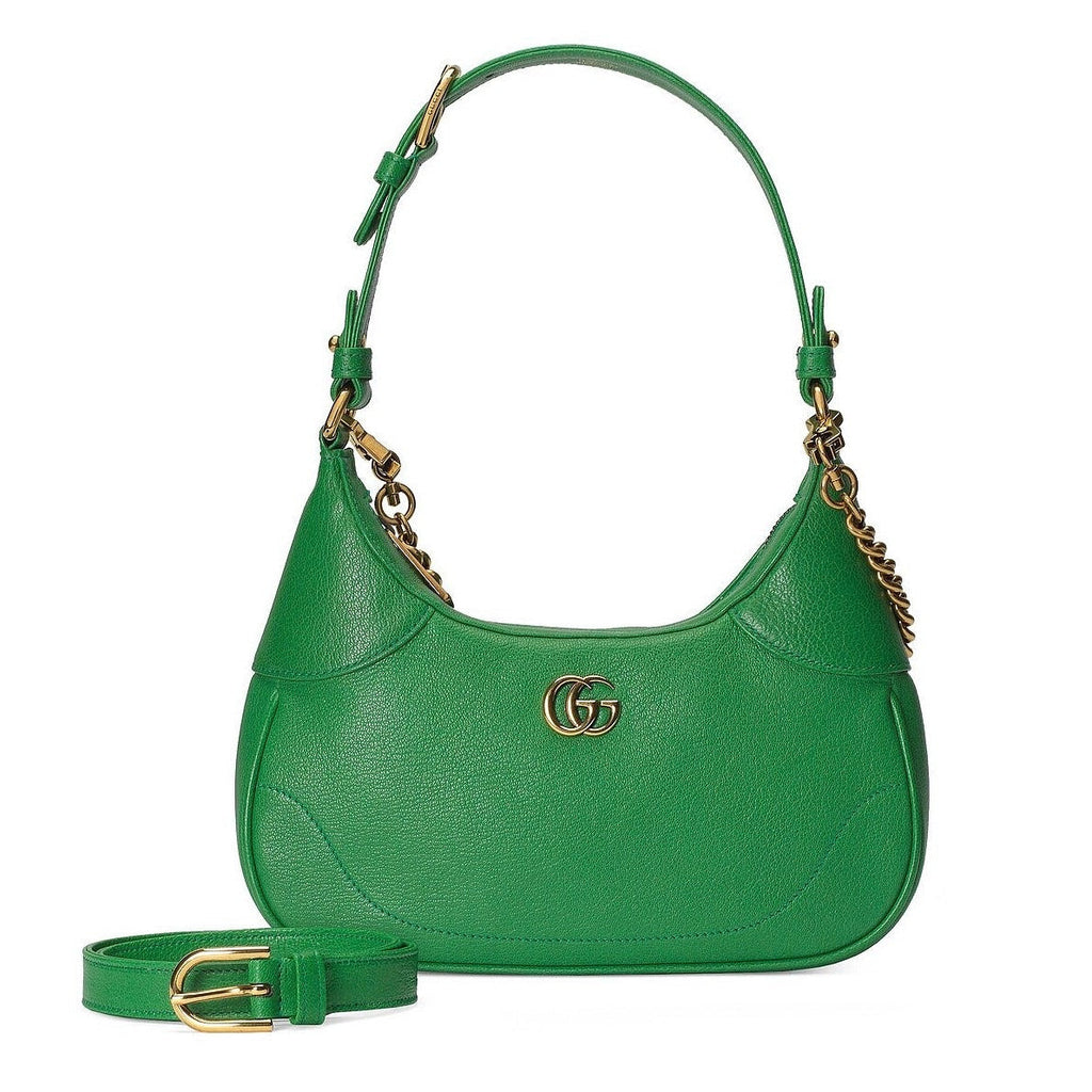 Gucci Aphrodite Small Leather Shoulder Bag - Green in Green - rear view showing the bag's shape, finish and visible design details.