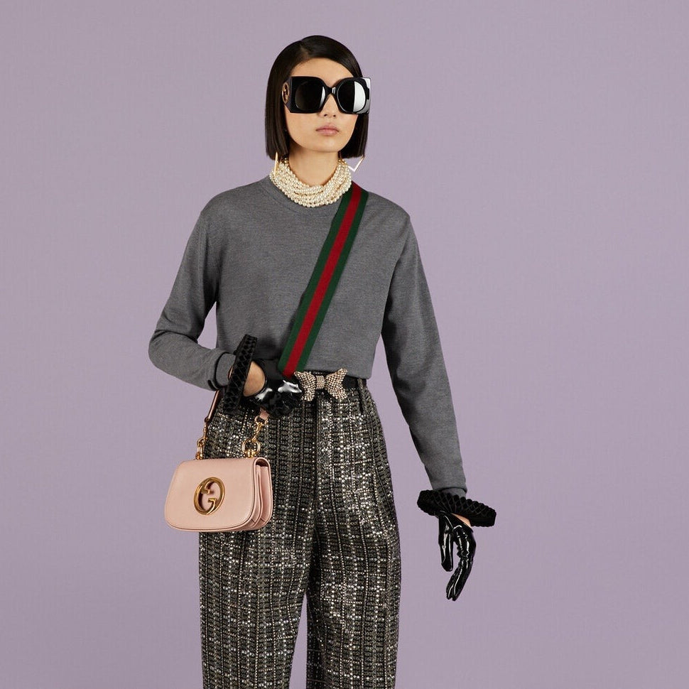 Gucci Blondie Mini Leather Crossbody Shoulder Bag - Pink in Pink - detail view 15 showing the bag's shape, finish and visible design details.