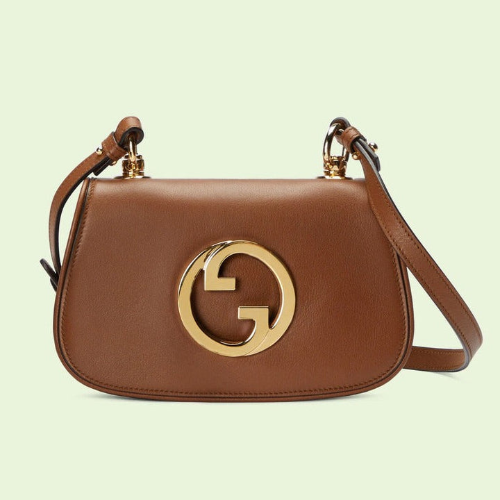 Gucci Blondie Mini Leather Shoulder Bag - Brown in Brown - detail view 4 showing the bag's shape, finish and visible design details.