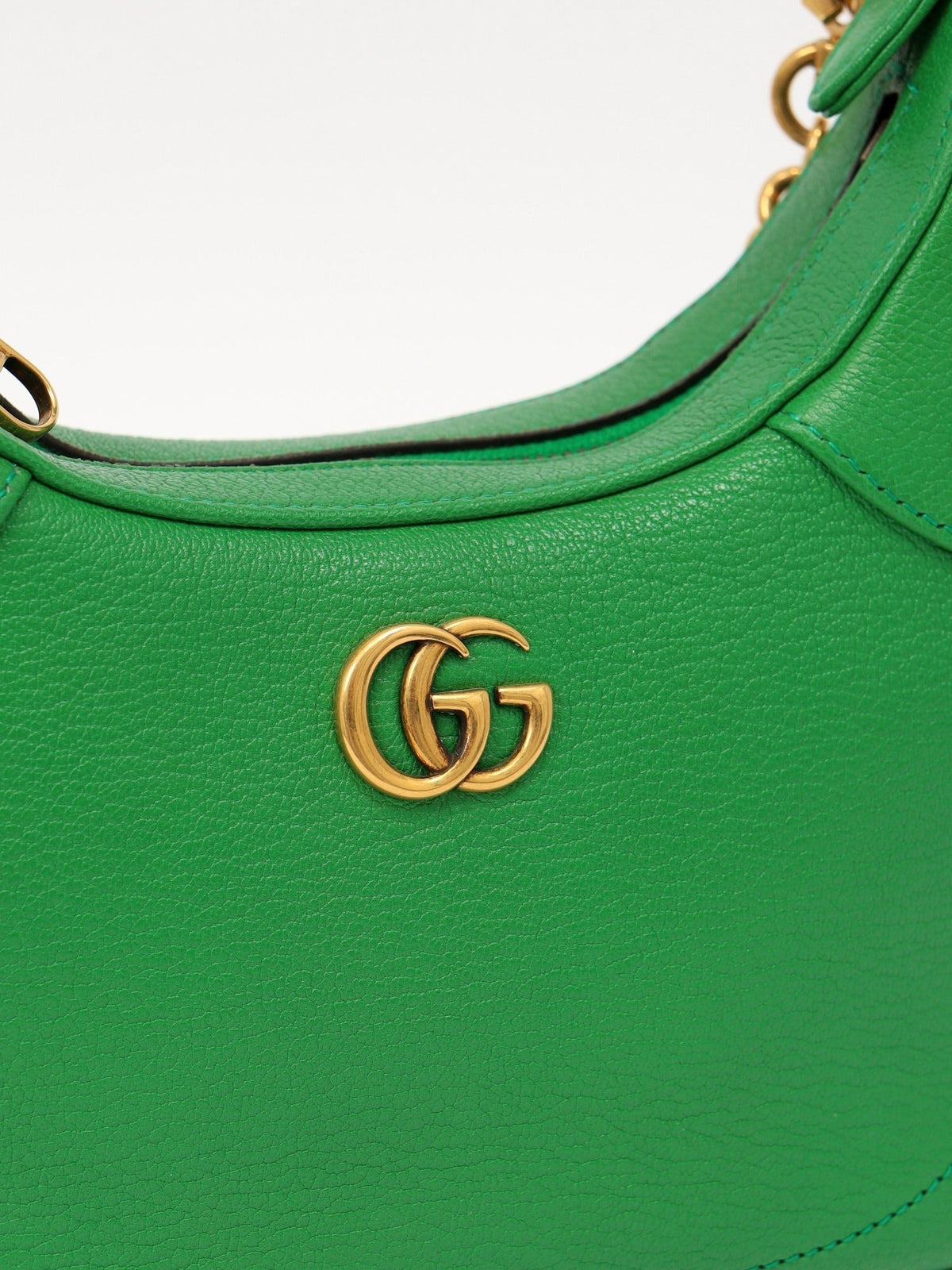Gucci Aphrodite Small Leather Shoulder Bag - Green in Green - detail view 6 showing the bag's shape, finish and visible design details.