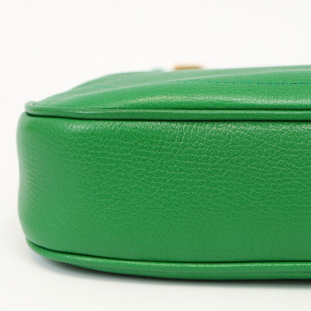 Gucci Aphrodite Small Leather Shoulder Bag - Green in Green - detail view 15 showing the bag's shape, finish and visible design details.