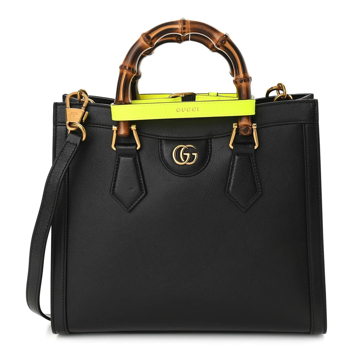 Gucci Diana Medium Tote Bag - Black in Black - front view showing the bag's shape, finish and visible design details.