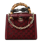 Gucci Diana Mini Tote Bag - Red in Red - detail view 10 showing the bag's shape, finish and visible design details.