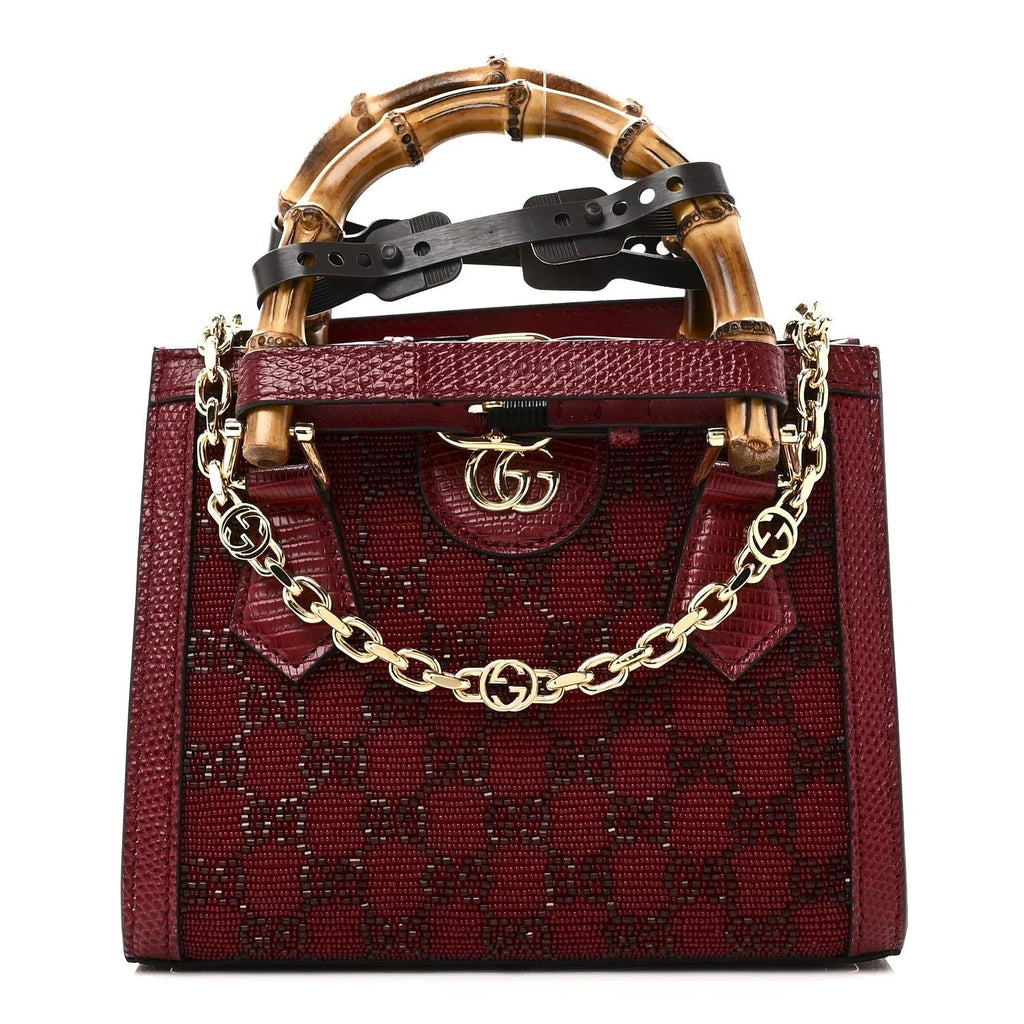 Gucci Diana Mini Tote Bag - Red in Red - front view showing the bag's shape, finish and visible design details.
